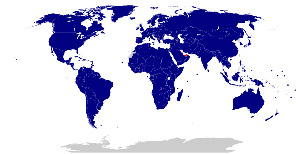 UAE's global relations: Nations with which UAE has diplomatic relations.