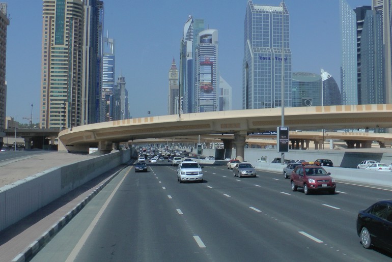 The roads on which Dubai people drive vehicles.